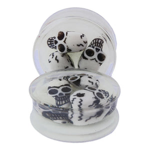 2pcs Glow-In-The-Dark Skull Ear Plugs 3D Acrylic Ear Expanders