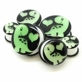 2pcs Glow-In-The-Dark Skull Ear Plugs 3D Acrylic Ear Expanders