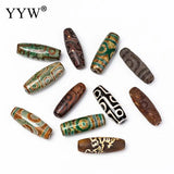 2pcs 40mm Vintage Green Stone Tibetan Dzi Agates Oval 9 Eyed Antique Beads
