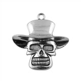 2pcs 50x48mm Hat Skull Charms Antique Silver Plated Jewelry Findings
