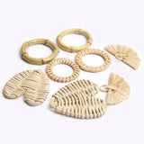 Vintage Geometric Bamboo Weave Knitting Bamboo Pendant Lot for Jewelry Making
