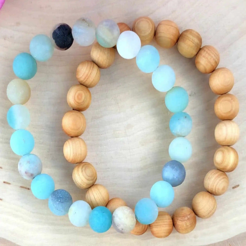 8mm Amazonite Sandalwood Bracelet Mental Healing