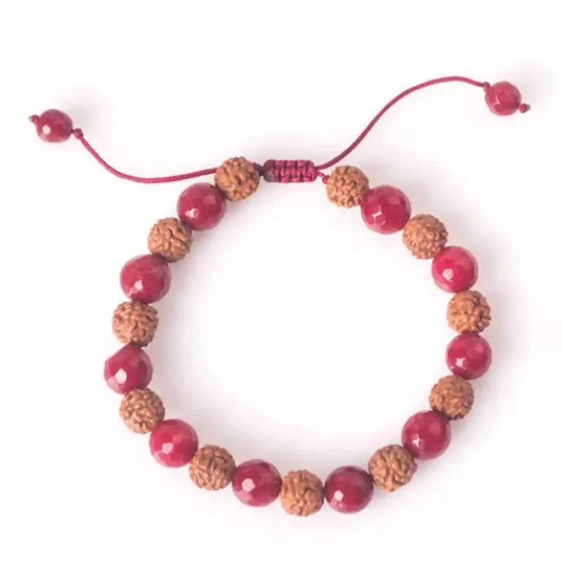 8mm Rudraksha Ruby Gemstone Beads Bracelet for All Saints' Pray
