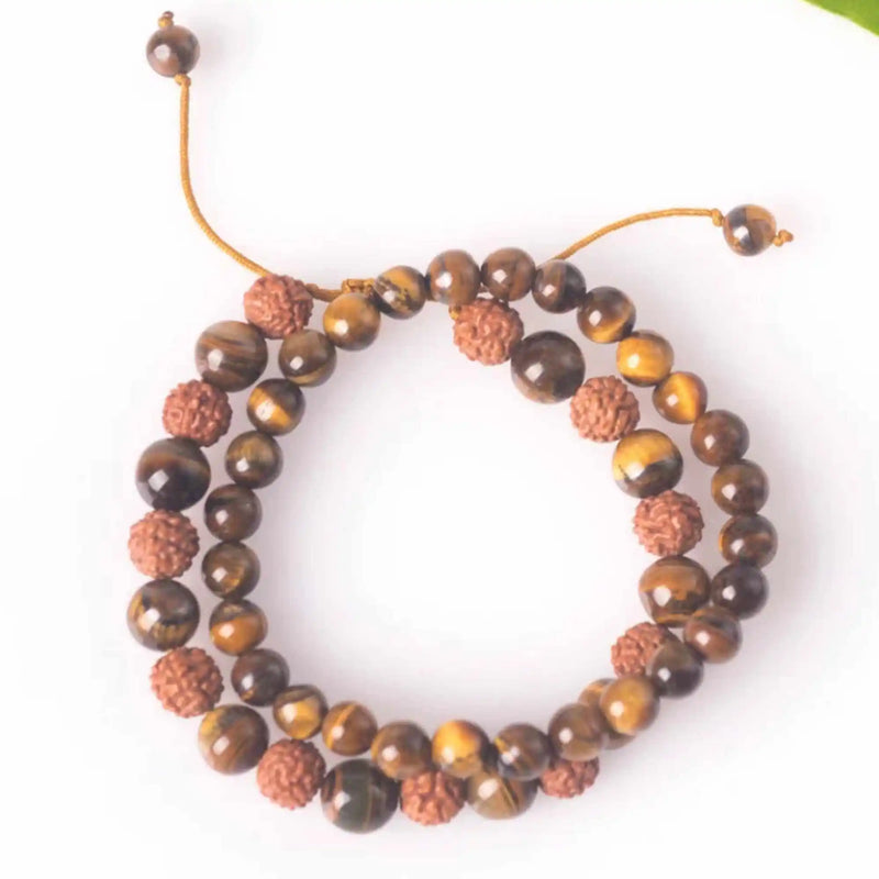 8mm Tiger's Eye Rudraksha Bracelet Healing Inspiration