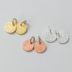 2pcs Flash Sand Round Card Pendant 6mm S925 Silver Sequin Charms
