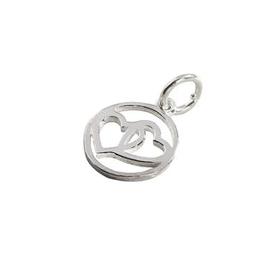 2pcs 925 Sterling Silver Heart Round Loop Charms 11x13mm High Silver Pendants
