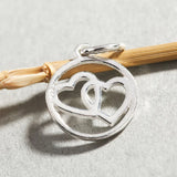 2pcs 925 Sterling Silver Heart Round Loop Charms 11x13mm High Silver Pendants