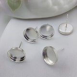 2pcs 925 Sterling Silver Earring Posts, Round Bezel Setting Ear Studs
