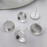 2pcs 925 Sterling Silver Earring Posts, Round Bezel Setting Ear Studs