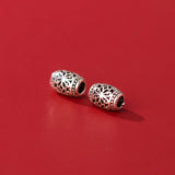2pcs 925 Sterling Silver Flower Pattern Olive Loose Beads 7.5mm