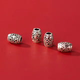 2pcs 925 Sterling Silver Flower Pattern Olive Loose Beads 7.5mm