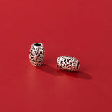 2pcs 925 Sterling Silver Flower Pattern Olive Loose Beads 7.5mm