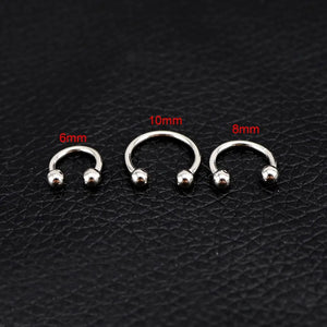 2pcs 925 Sterling Silver Circular Ring Body Jewelry