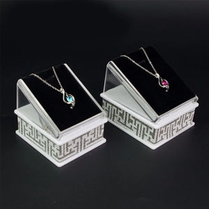 2pcs Acrylic Necklace Pendant Display Stand Holder Double Sided