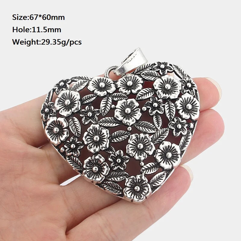 2pcs Antique Alloy Hollow Lily Flower Charms for DIY Jewelry Making