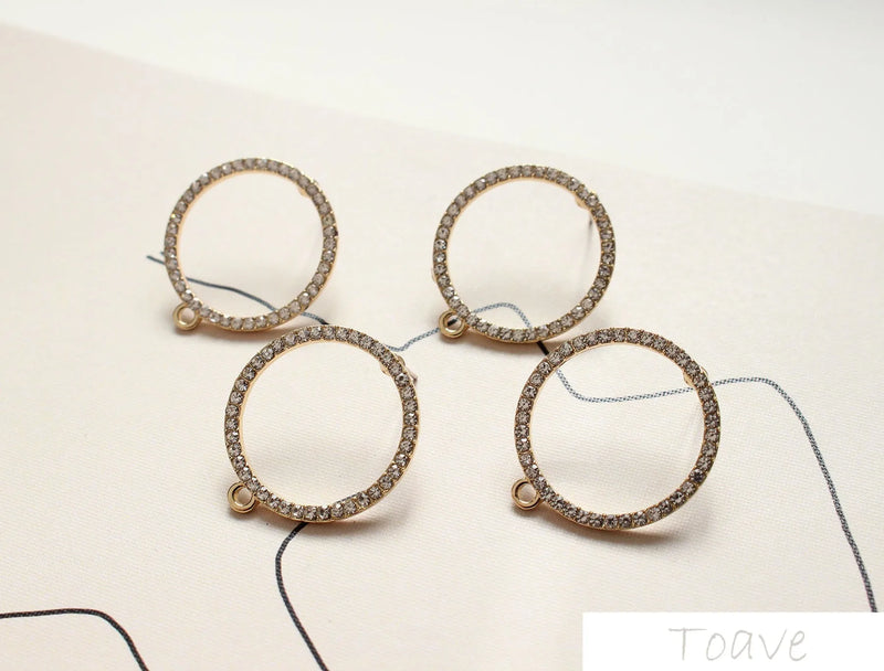 2pcs Alloy Pearl Drill Stud Earrings DIY Accessories