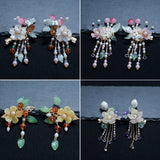 2pcs Ancient Flower Tassel Hair Clips Chinese Hanfu Party Headwear For Women