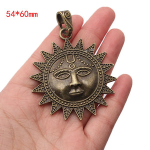 2pcs Antique Bronze Sun Moon Charms Pendant Necklace Findings