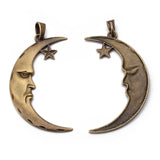 2pcs Antique Bronze Sun Moon Charms Pendant Necklace Findings