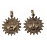 2pcs Antique Bronze Sun Moon Charms Pendant Necklace Findings