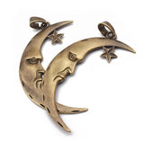 2pcs Antique Bronze Sun Moon Charms Pendant Necklace Findings