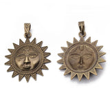 2pcs Antique Bronze Sun Moon Charms Pendant Necklace Findings