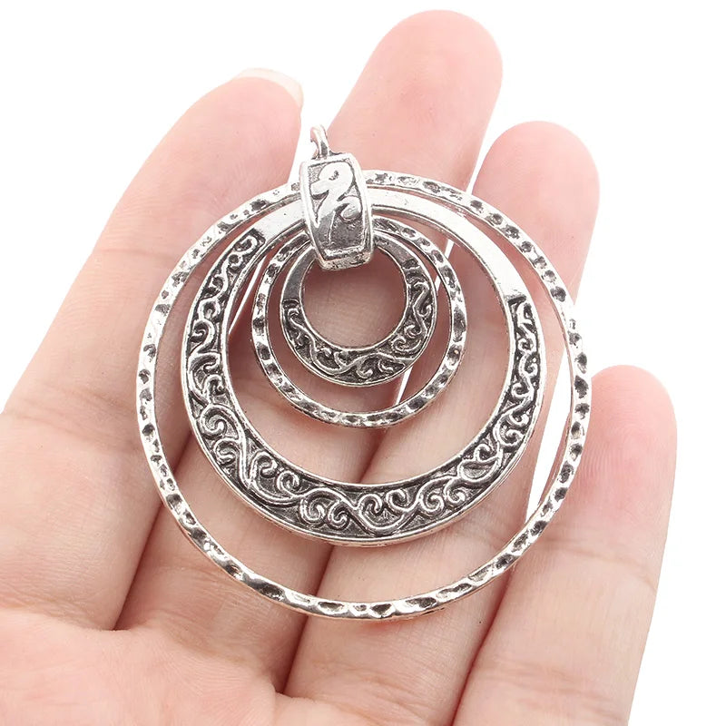 Antique Bronze/Silver Multi-Circles Charms Pendant For DIY Necklace