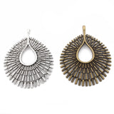 2pcs Antique Brown/Silver Water Drop Shape Charms Pendant DIY Necklace 55.5x67mm