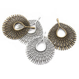 2pcs Antique Brown/Silver Water Drop Shape Charms Pendant DIY Necklace 55.5x67mm