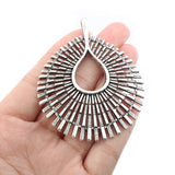 2pcs Antique Brown/Silver Water Drop Shape Charms Pendant DIY Necklace 55.5x67mm