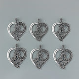2pcs Antique Filigree Heart Charms Pendants 65x61mm