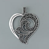 2pcs Antique Filigree Heart Charms Pendants 65x61mm