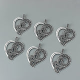 2pcs Antique Filigree Heart Charms Pendants 65x61mm