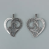 2pcs Antique Filigree Heart Charms Pendants 65x61mm