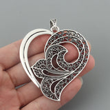 2pcs Antique Filigree Heart Charms Pendants 65x61mm