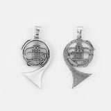 2pcs Antique Silver Large French Horn Saxophone Musical Instrument Pendant