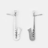 2pcs Antique Silver Large French Horn Saxophone Musical Instrument Pendant