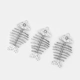 2pcs Antique Silver Large FishBone Charms Pendant For Necklace Jewelry Making