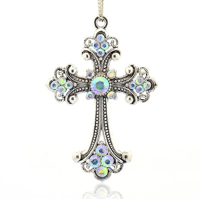 2pcs Cross Charms Alloy Rhinestone Pendants for Necklace