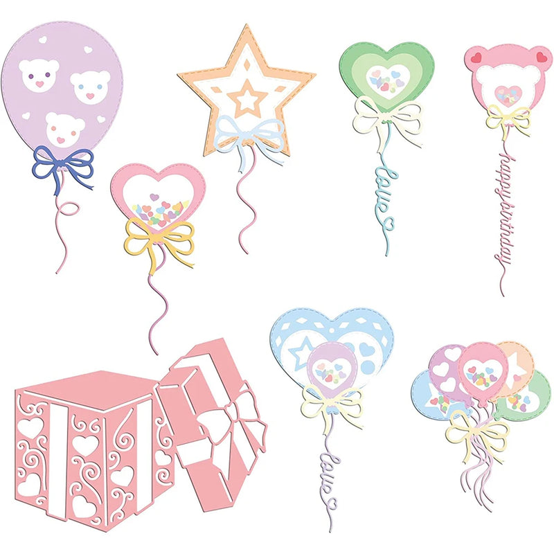 2pcs Balloons and Metal Cutting Dies for DIY Scrapbook Greeting Cards