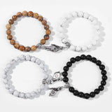 2pcs Distance Couple Bracelets 8mm Quartz Agate Beads Natural Stone Bracelet