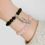 2pcs Distance Couple Bracelets 8mm Quartz Agate Beads Natural Stone Bracelet