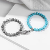2pcs Distance Couple Bracelets 8mm Quartz Agate Beads Natural Stone Bracelet