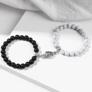 2pcs Distance Couple Bracelets 8mm Quartz Agate Beads Natural Stone Bracelet