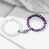 2pcs Distance Couple Bracelets 8mm Quartz Agate Beads Natural Stone Bracelet