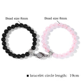 2pcs Distance Couple Bracelets 8mm Quartz Agate Beads Natural Stone Bracelet