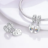 2pcs Friendship Charm Bracelet Necklace Silver Enamel Pendants DIY