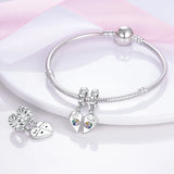 2pcs Friendship Charm Bracelet Necklace Silver Enamel Pendants DIY