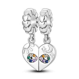 2pcs Friendship Charm Bracelet Necklace Silver Enamel Pendants DIY