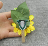 2pcs Bestman Sunflower Boutonniere Groom Accessories Suit Flowers Brooch